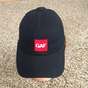 GAF Embroidered Strapback Black Red Hat OS
